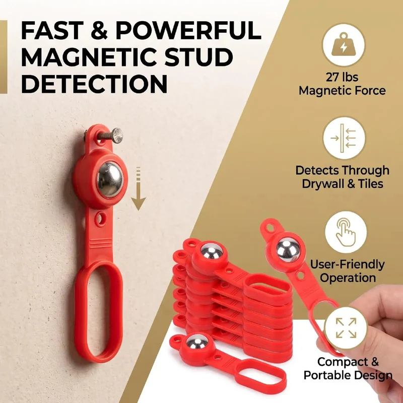 Rapid Lock Magnetic Stud Finder With Serious 27 Lb Pull Strength Compact Handheld Wall Checker Fast Nail Screw Tracker For Zero Sweat Drywall Mounting And Everyday Tool Shed Essentials