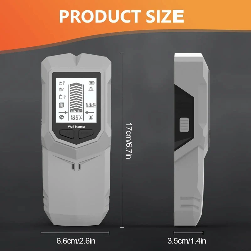 Professional Grade Stud Finder Wall Scanner With Sharp Audio Warning And Large LCD Panel To Track Down Solid Wood Studs Hot AC Wiring And Steel Braces Drywall Detecting Made Easy With Badass Durability