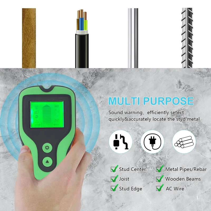 Heavy Duty Stud Finder Wall Scanner With Hella Sensitive Detection And Five Precision Scanning Modes For Locating Wood Beams AC Wires And Deep Embedded Joists Featuring Reliable Lcd Screen And Loud Sound Alarm Signal