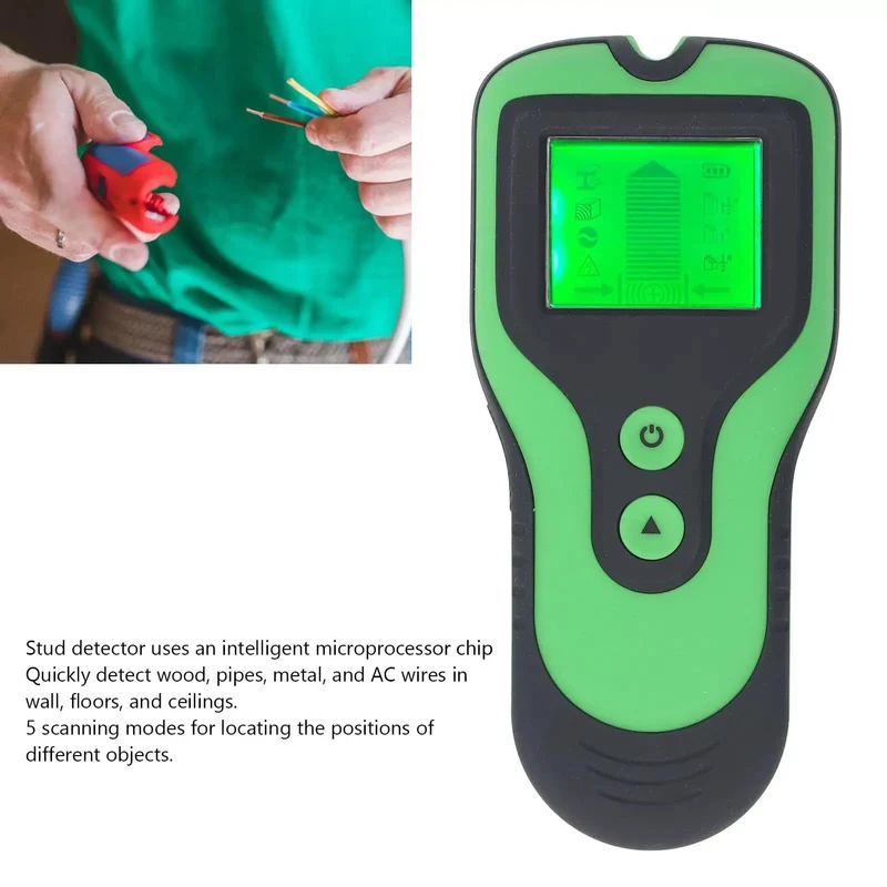 Heavy Duty Stud Finder Wall Scanner With Hella Sensitive Detection And Five Precision Scanning Modes For Locating Wood Beams AC Wires And Deep Embedded Joists Featuring Reliable Lcd Screen And Loud Sound Alarm Signal