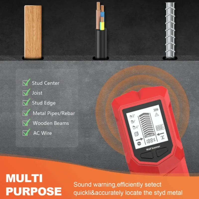No Sweat All Purpose Stud Finder And Wall Scanner Detect Hidden Wood Drywall Live Ac Wires Plus Metal Objects For Rock Solid Tv Mounting Diy Home Upgrades With Zero Guesswork