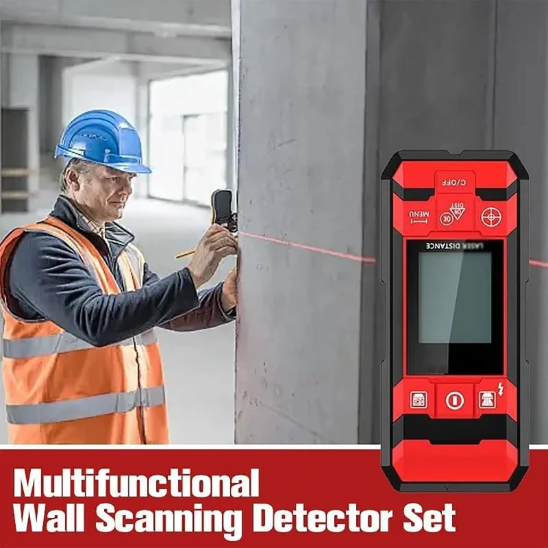 Heavy Duty Wall Scanner Stud Finder With Built In Distance Meter And Precision Angle Gauge For No Fuss Rebar Copper Pipe And Ac Cable Detection Behind Concrete Or Drywall