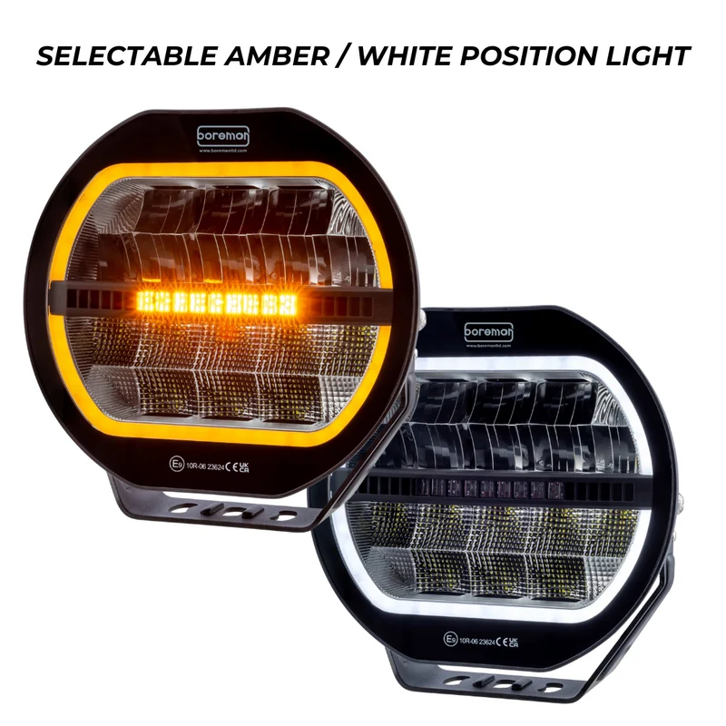 Feu de route LED Boreman Halo avec lumière stroboscopique