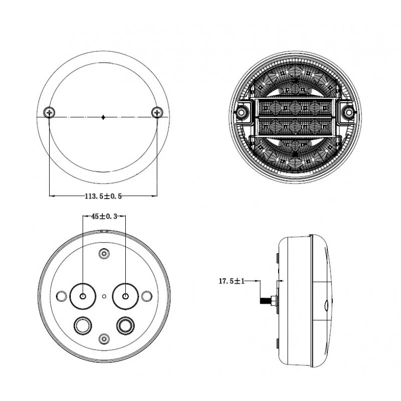 Lumière ronde de remorque de hamburger à LED/support profond