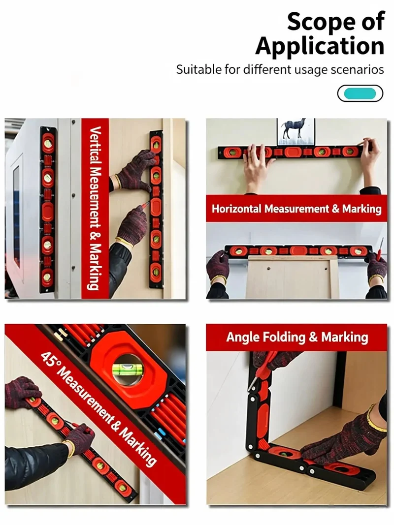 Heavy Duty Multi Fold Magnetic Spirit Level And Precision Measuring Ruler For Woodworking Shop And Home Craftsmen Delivering Straight Shot Accuracy With Square Deal Magnets For Dead Nuts Corner Layouts
