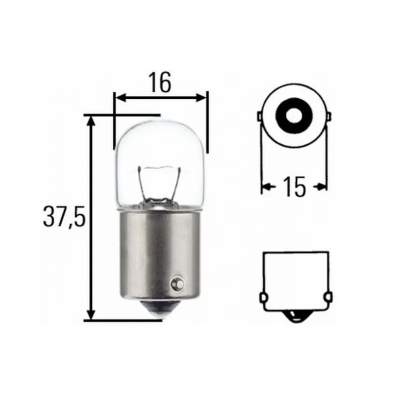 Ampoules de feux arrière Hella 24 V pour camions / 5 W SCC / Petit contact simple / N° 149 / Lot de 10