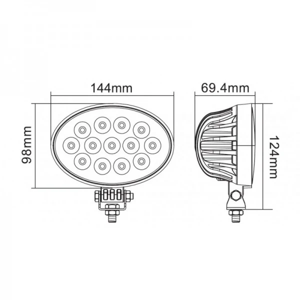 Lampe de travail ovale à LED, faisceau large de 36 W / 2316 XNUMX lumens