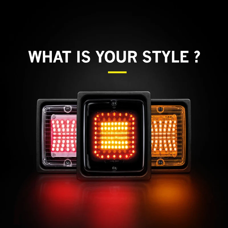 Feux arrière à LED Strands Dark Knight Square IZE avec lentille foncée