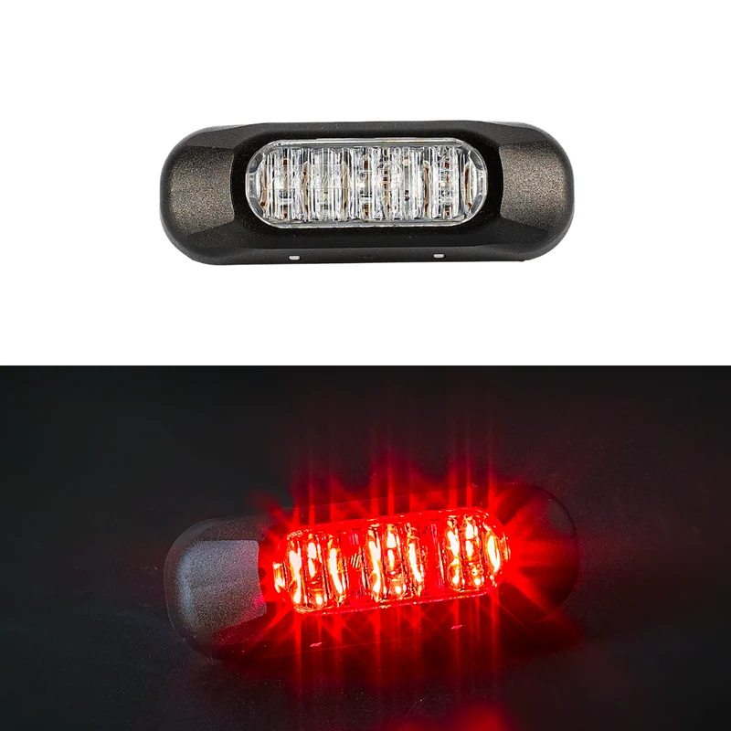 Fristom Rouge 3 x LED Lumière stroboscopique de danger / Lentille transparente
