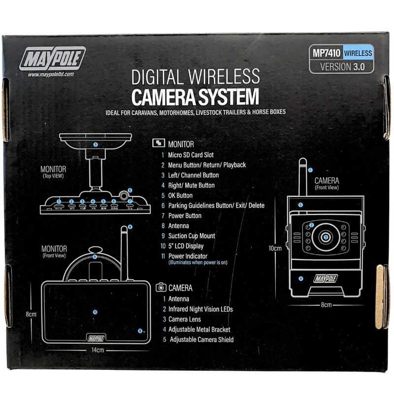 Kit caméra de recul numérique sans fil Maypole version 3.0 / MP7410
