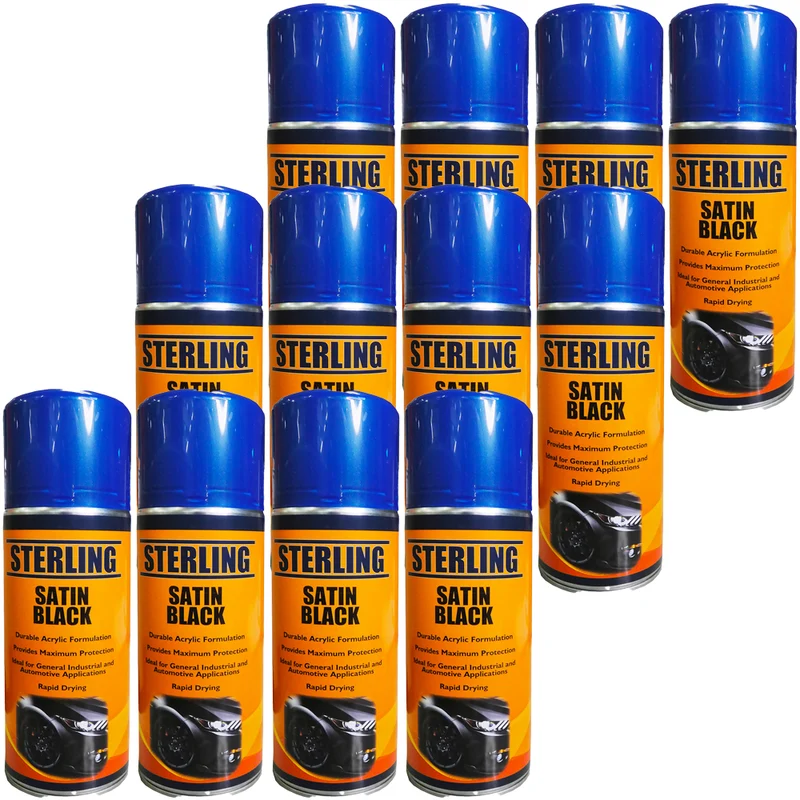 Peinture Aérosol Noir Satiné / Boîte de 12