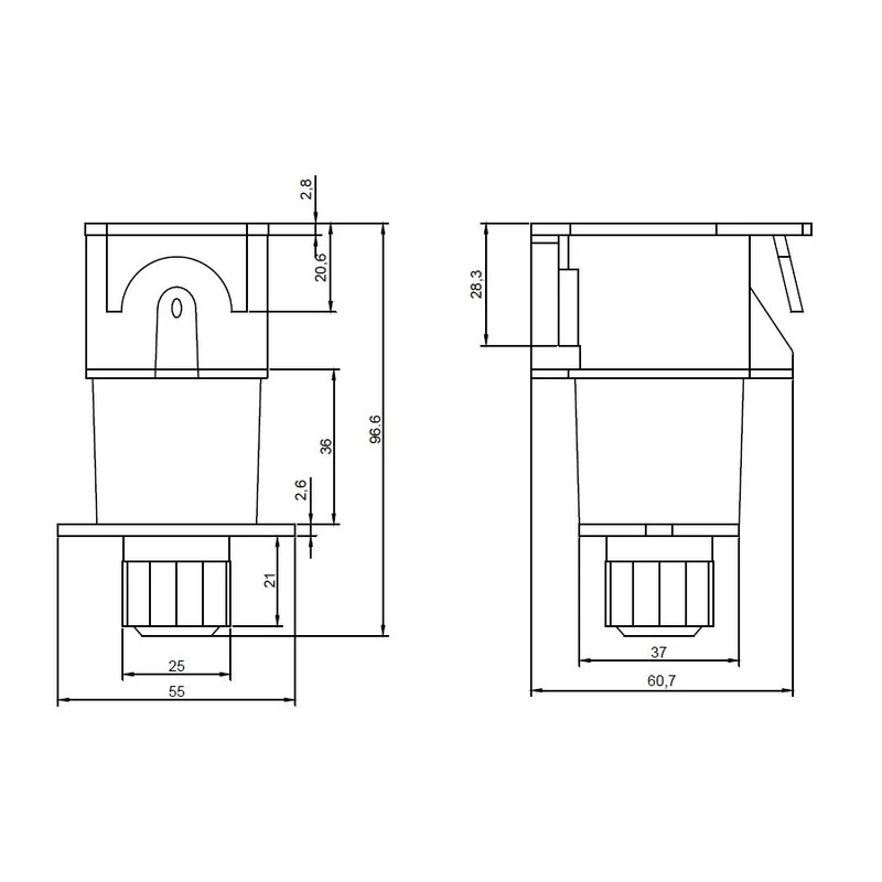 Prise de remorque en ligne / 7 broches / 12 V