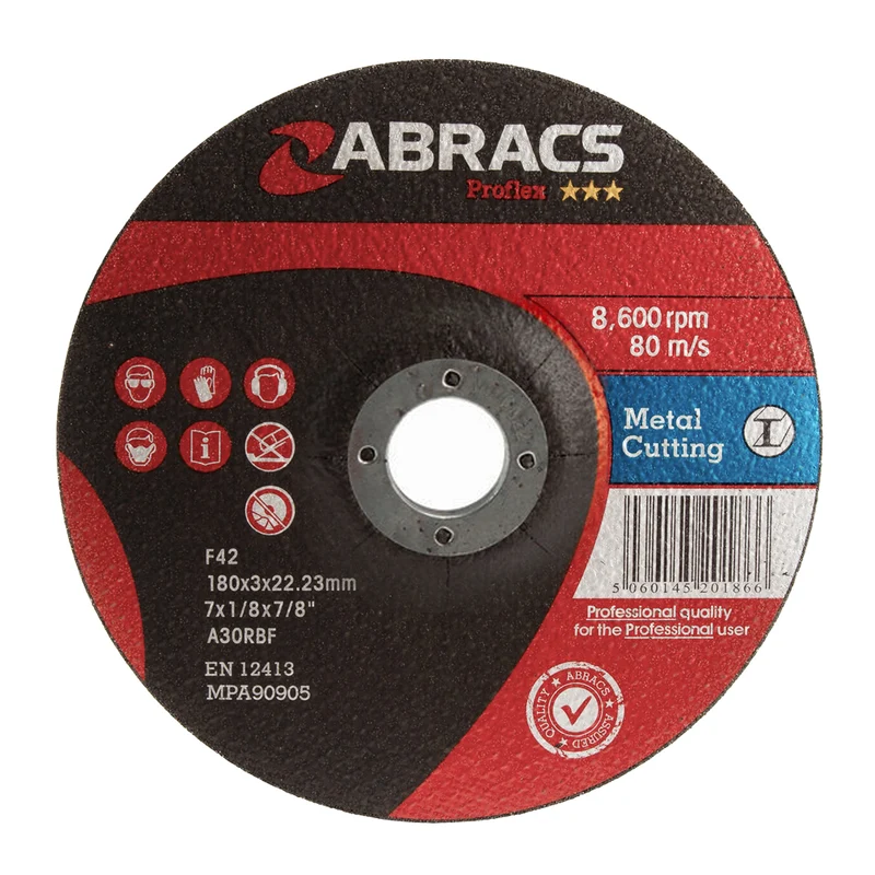 Disque à tronçonner Abracs Proflex avec centre déprimé / 180 x 3 mm / Lot de 2