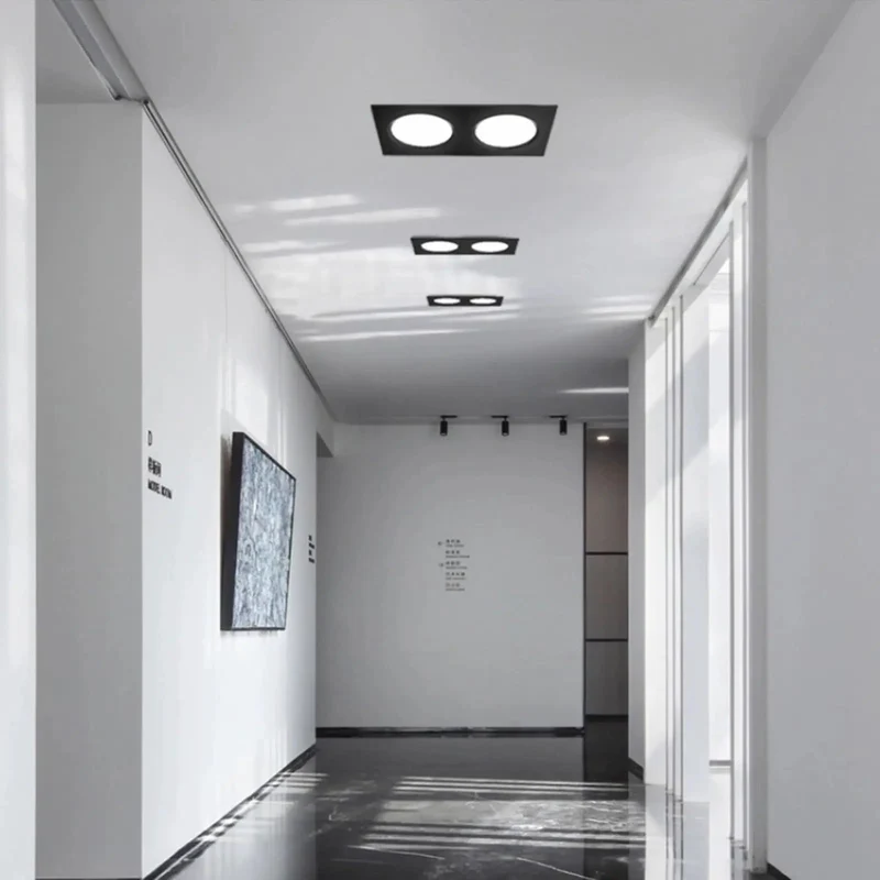 Slick Square Double Head LED Recessed Downlight Ceiling Lamp With Smooth Anti Glare Acrylic Cover And Zero Hassle Install For Your Dope Home Setup Or Chic Living Room Vibe