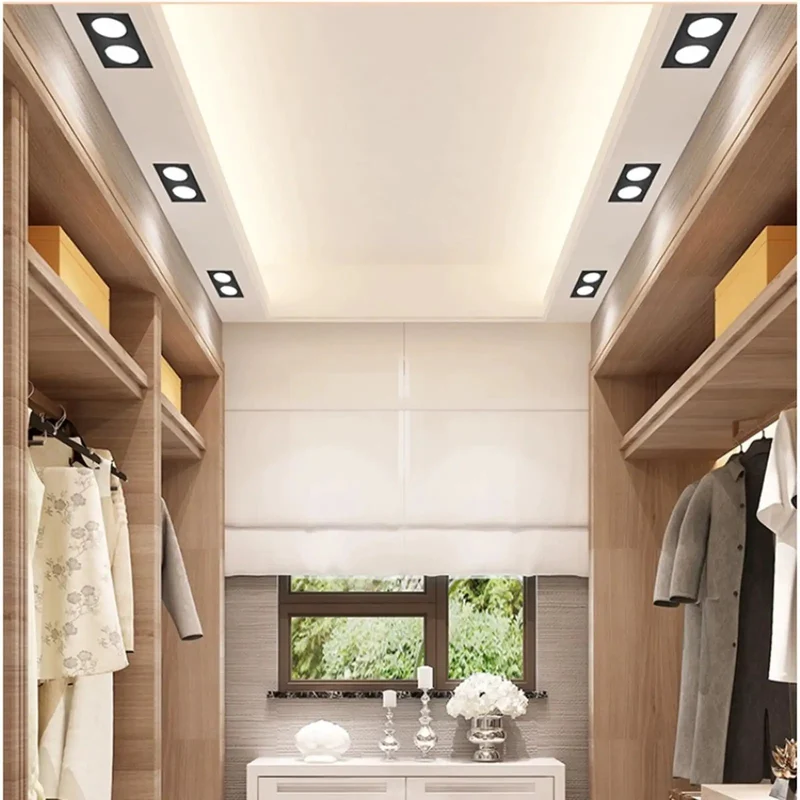 Slick Square Double Head LED Recessed Downlight Ceiling Lamp With Smooth Anti Glare Acrylic Cover And Zero Hassle Install For Your Dope Home Setup Or Chic Living Room Vibe