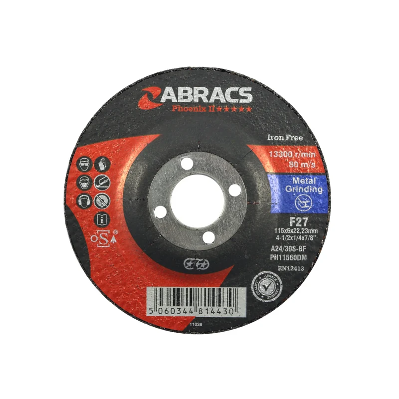 Disques de meulage 115 mm x 6 mm x 22 mm, paquet de 5