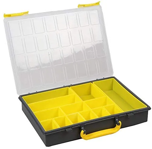 Boîte de Rangement à Compartiments Jaune - 60mm x 340mm x 250mm