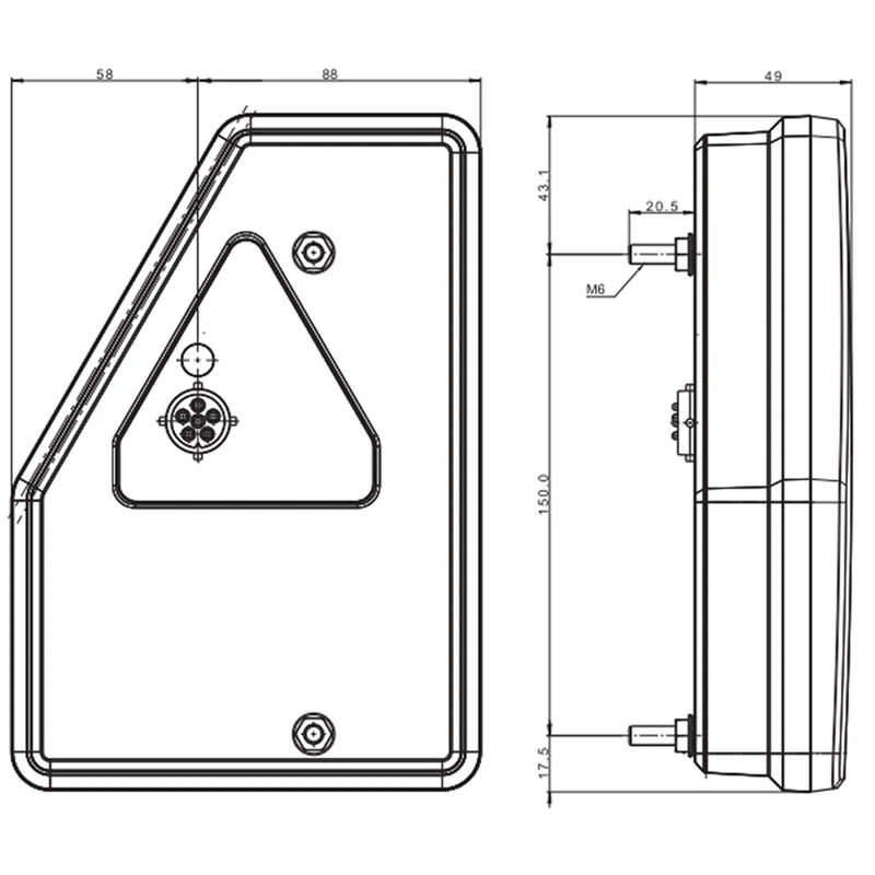 Lampe de remorque arrière 12v / 6 fonctions