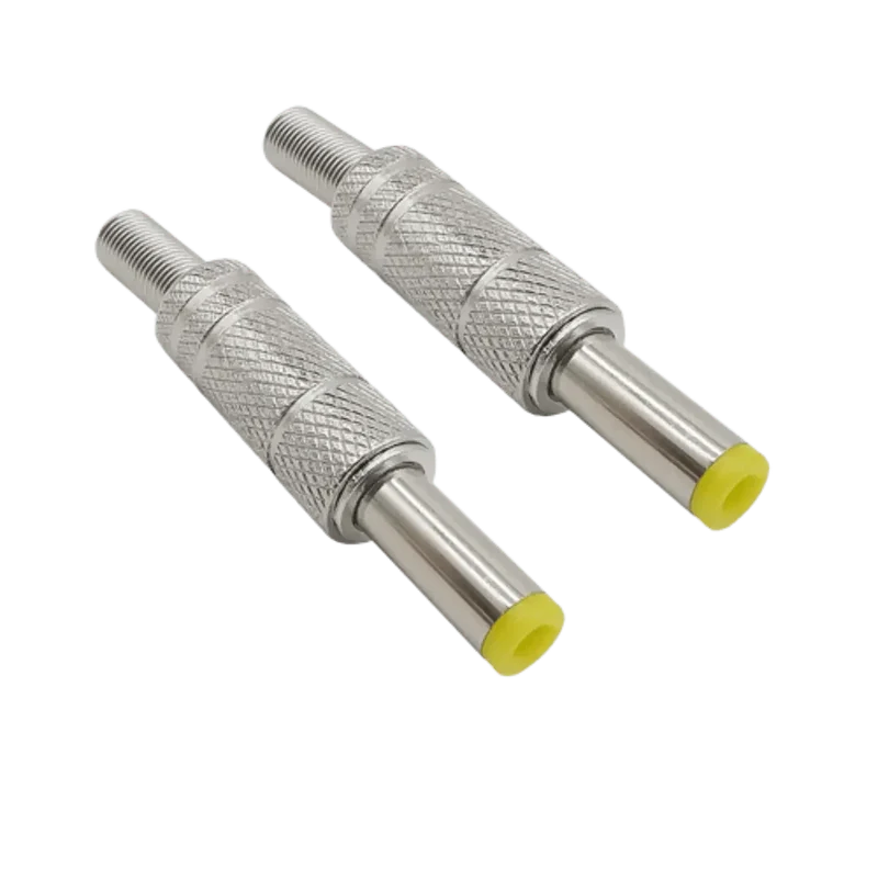 Connecteur fiche mâle 5.5x2.5mm en métal avec tête jaune