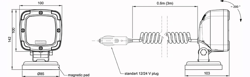 Lampe de travail à LED robuste Fristom / Support magnétique