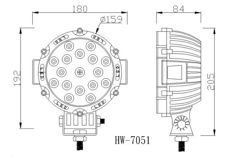 Projecteur LED rond / 51 W / Robuste / Rouge