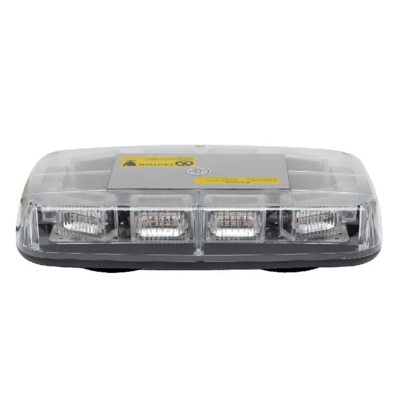 Barre lumineuse LED magnétique Mini Beacon Ambre 12/24 V avec lentille transparente