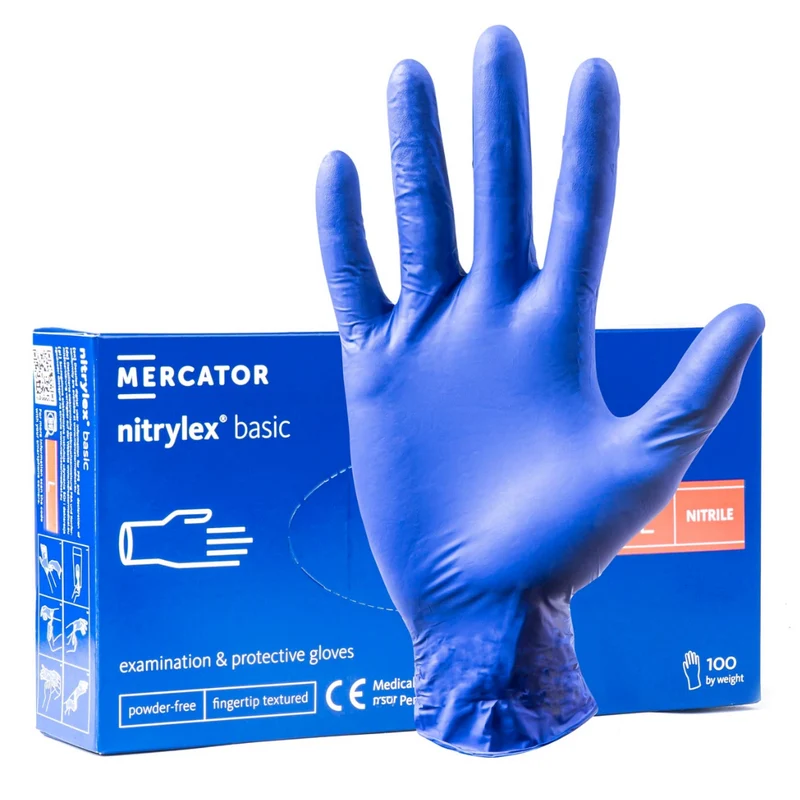 Gants bleus en nitrile non poudrés / Toutes tailles disponibles