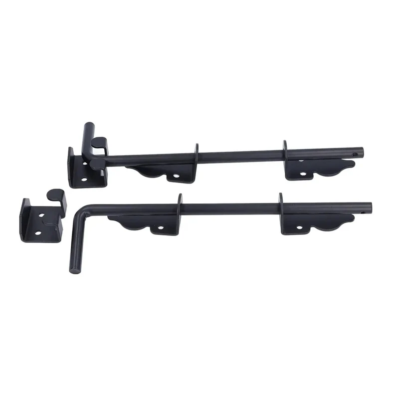 Built Different 12 Inch Gate Drop Rod Latch 2 Pack Black Powder Coated Steel Ground Security Hardware For Backyard Fences No Sweat Vertical Setup