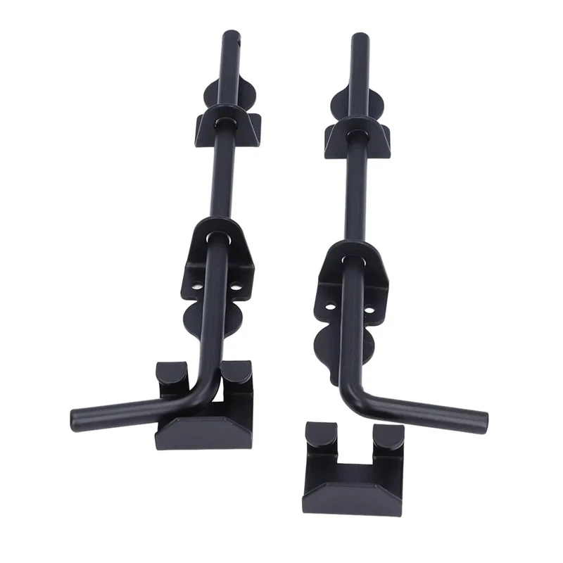 Heavy Duty 2 Pack 12 Inch Black Powder Coat Steel Gate Drop Rods For Rock Solid Fence Security Featuring Rust Proof Frame And No Sweat Vertical Or Horizontal Mounting Hardware