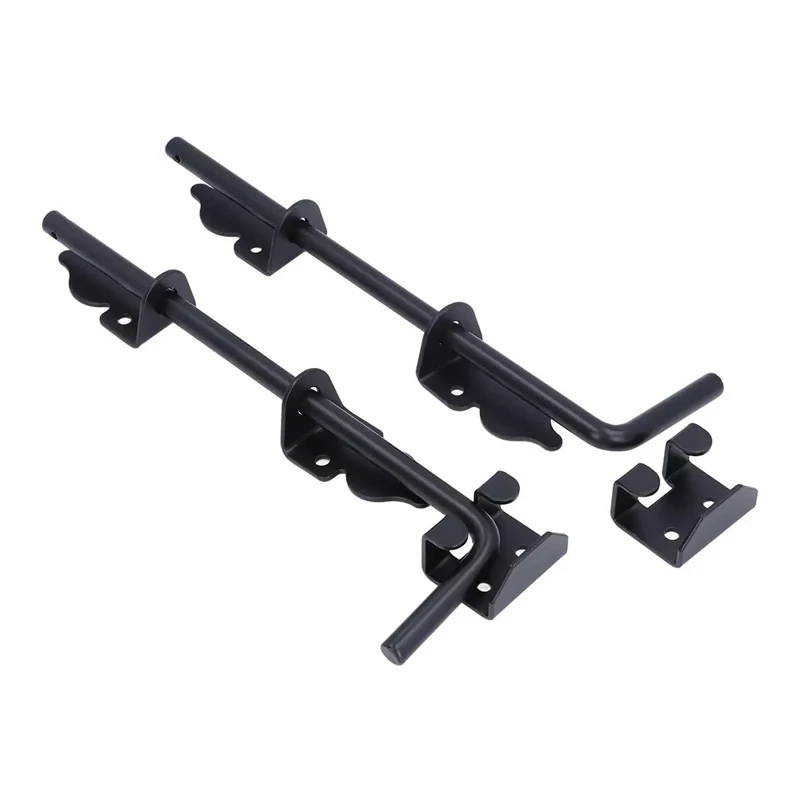 Heavy Duty 2 Pack 12 Inch Black Powder Coat Steel Gate Drop Rods For Rock Solid Fence Security Featuring Rust Proof Frame And No Sweat Vertical Or Horizontal Mounting Hardware
