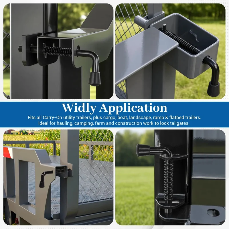 Heavy Duty 819T Trailer Gate Spring Pin Latch Kit 8.5 Inch Black 2 Pack Replace Busted Pins Rock Solid No Wiggle Locking Hardware For Secure Cargo Hauling Drop Straight In Mount