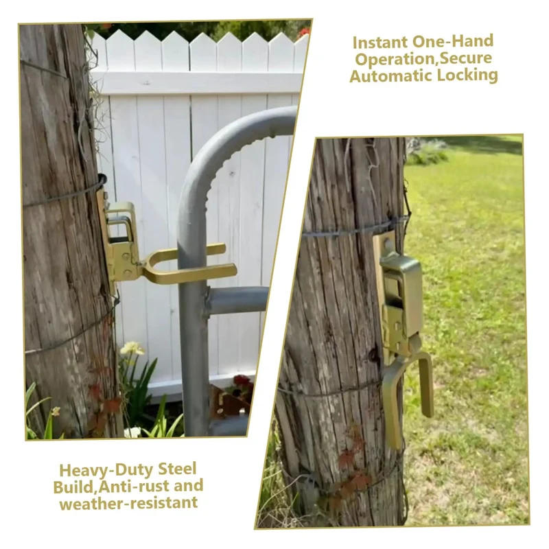 Heavy Duty Automatic Fence Gate Latch With Spring Loaded Security Lock Easy One Hand Operation For Wood Metal And Pipe Gates Barn Ready Farm Ranch And Backyard Hardware No Sweat Setup And Dang Solid Everyday Grip