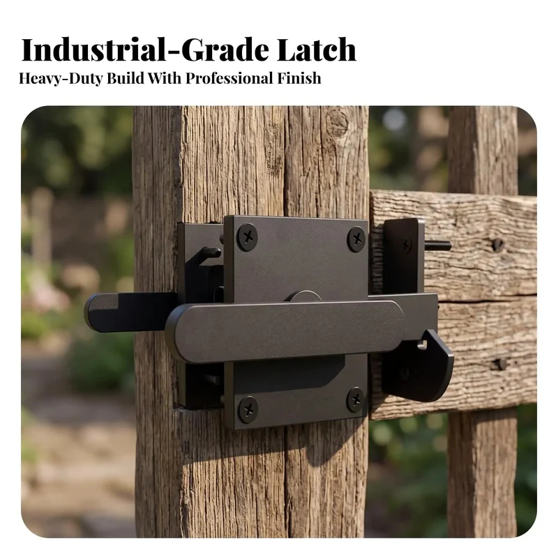 Rock Solid Steel Sliding Bolt Latch With Shielded Spray Coated Finish Double Sided Handle For Heavy Duty Outdoor Gates And Secure Entry Doors Tough As Nails