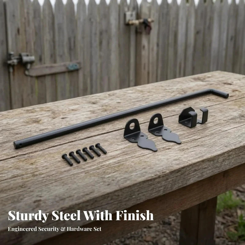 Heavy Duty Gate Bolt Drop Rod Latch Holds Your Fence Tight So It Ain't Budgin' Solid Carbon Steel Construction Ideal For Wood Gardens And Yards To Secure Entryways With A Sleek Black Painted Finish 30 Cm