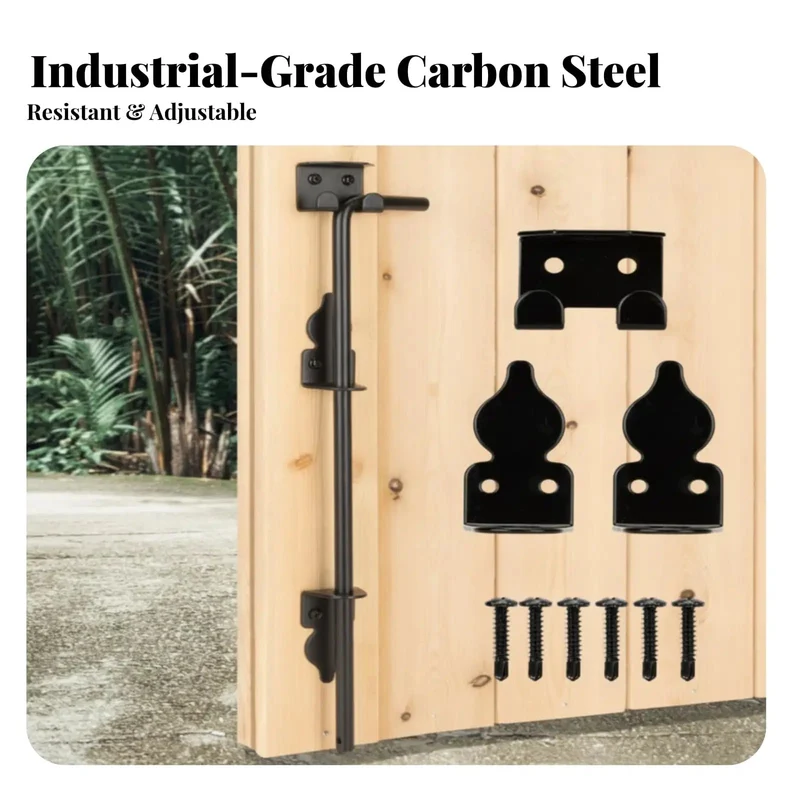 Heavy Duty Gate Bolt Drop Rod Latch Holds Your Fence Tight So It Ain't Budgin' Solid Carbon Steel Construction Ideal For Wood Gardens And Yards To Secure Entryways With A Sleek Black Painted Finish 30 Cm