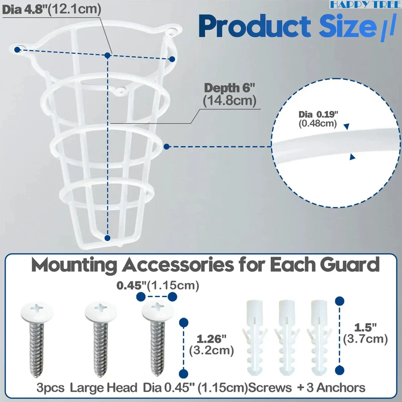 Dead Simple White Fire Sprinkler Head Guard Cover 2 Pack Fits 1/2 And 3/4 Inch Heads 6 Inch Deep Protective Cage Hassle Free Mount Kit Rock Solid Home Decor Shield