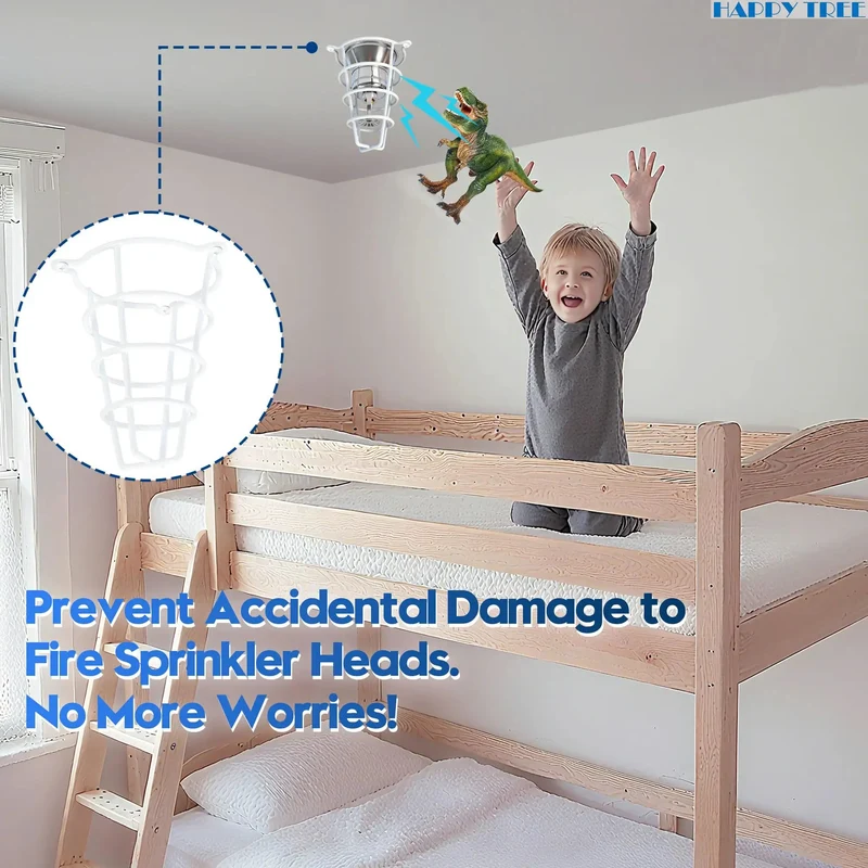 Dead Simple White Fire Sprinkler Head Guard Cover 2 Pack Fits 1/2 And 3/4 Inch Heads 6 Inch Deep Protective Cage Hassle Free Mount Kit Rock Solid Home Decor Shield