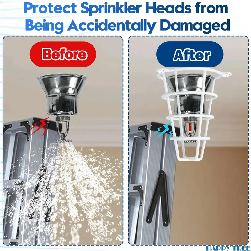 Dead Simple White Fire Sprinkler Head Guard Cover 2 Pack Fits 1/2 And 3/4 Inch Heads 6 Inch Deep Protective Cage Hassle Free Mount Kit Rock Solid Home Decor Shield