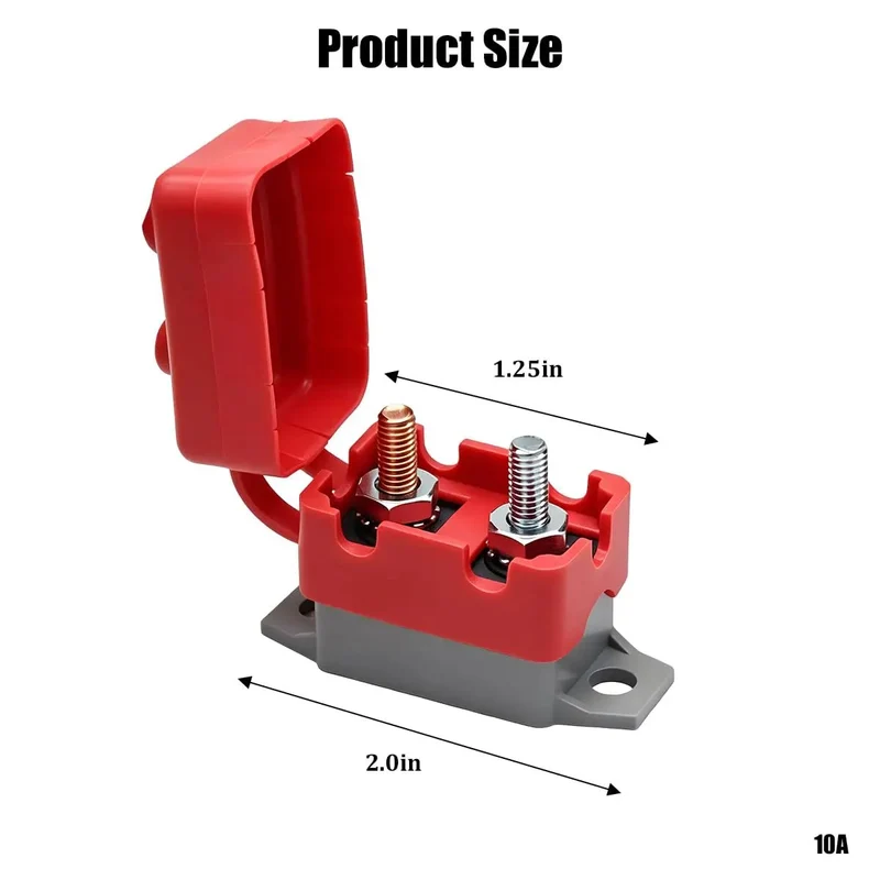 Heavy Duty Automatic Reset Circuit Breaker 10A Waterproof Stud Bolt For Trucks And Trailers Badass Auto Electrical Overload Protector With Cover Plug And Play Universal Install