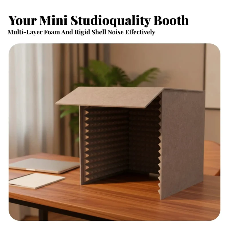 Compact Desktop Acoustic Vocal Booth Packed With Textured Sound Absorbing Foam To Beat Room Echo And Lock In Crisp Clear Audio For Vocals Microphone Tests And Podcast Sessions