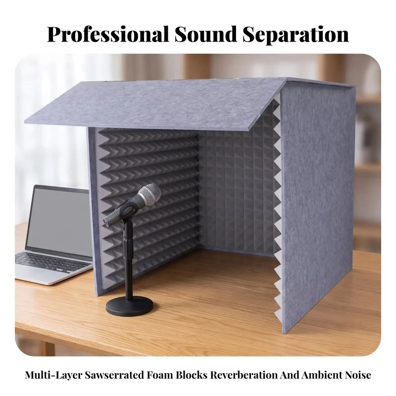 Kickass Desktop Acoustic Soundproof Booth With Thick Foam And Felt Panels For Vocal Recording Podcasts Streams Home Studio Kill Echo Foldable Mic Enclosure