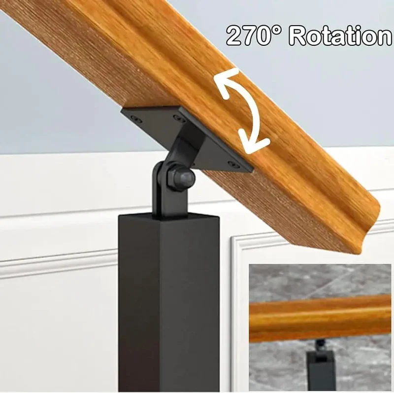 Badass Adjustable Two Seventy Degree Side Mounted Railing Post Bracket Black Wrought Iron Deck Spindle Rust Proof Stair Baluster Heavy Duty For House Or Business Build No Sweat Setup Tight Fit Ten Pack Count