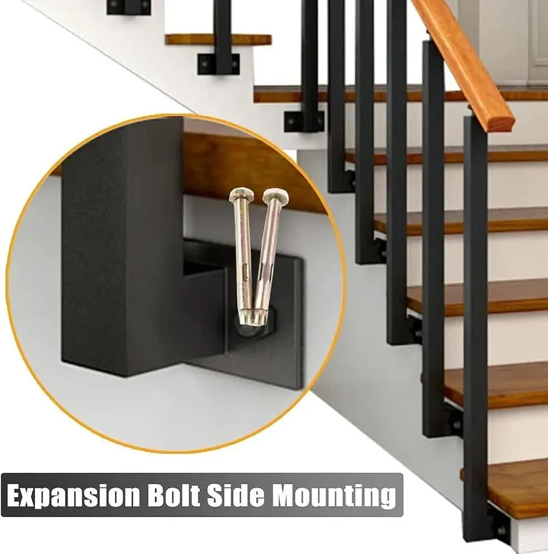 Badass Adjustable Two Seventy Degree Side Mounted Railing Post Bracket Black Wrought Iron Deck Spindle Rust Proof Stair Baluster Heavy Duty For House Or Business Build No Sweat Setup Tight Fit Ten Pack Count
