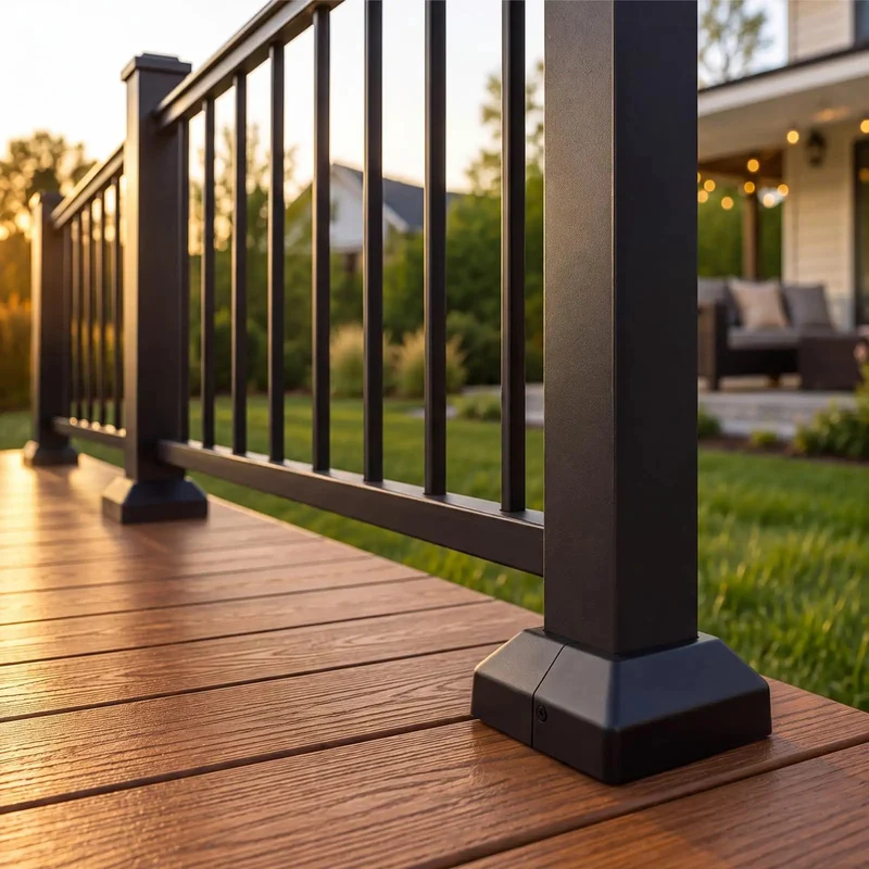 Rock Solid 8 Pack 2X2 Aluminum Square Post Base Flanges With Powder Coated Black Covers Real Deal Deck Railing Mounts And Bottom Caps For Outdoor Fences Handrails Built Tough