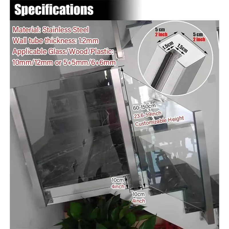Kickass 304 Stainless Steel Glass Railing Side Support Bracket For Balcony And Patio Deck Posts With Smooth Install Heavy Duty Balustrade Column Holder Top Grade Compatible Middle Corner End Posts Perfect For Outdoor Terrace Guardrail Accessories