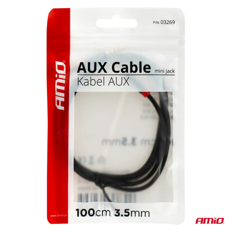 CÂBLE AUDIO MINI JACK 3,5 MM MÂLE/MÂLE 1M AMIO
