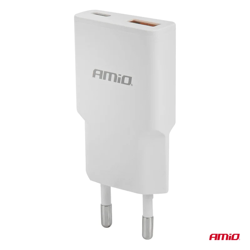 CHARGEUR MURAL FIN 20W USB ET USB-C AMIO