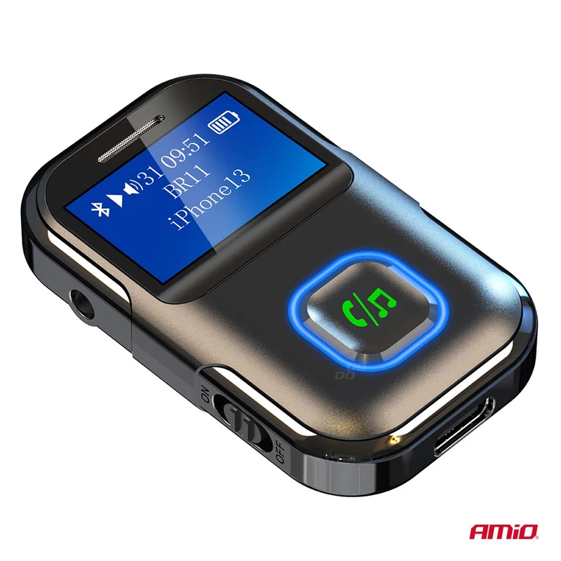 RÉCEPTEUR BLUETOOTH RECHARGEABLE SUR MINI-JACK AVEC ÉCRAN LCD AMIO