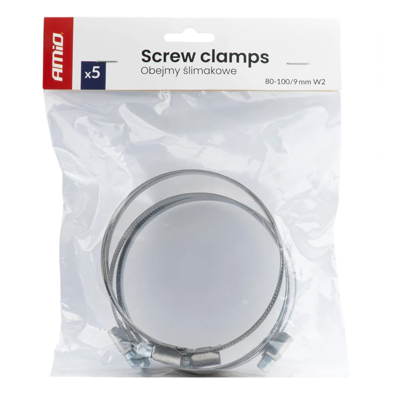 LOT DE 5 COLLIERS DE SERRAGE À VIS W2 80 À 100 MM AMIO