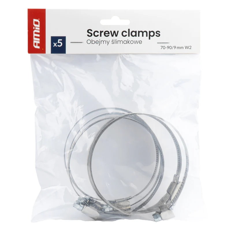 LOT DE 5 COLLIERS DE SERRAGE À VIS W2 70 À 90 MM AMIO